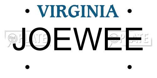 JOEWEE Virginia License Plate