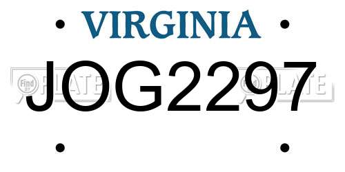 JOG2297 Virginia License Plate