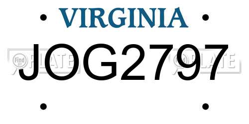 JOG2797 Virginia License Plate