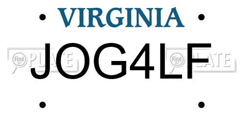 JOG4LF Virginia License Plate