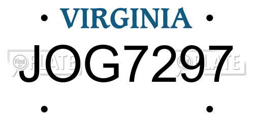 JOG7297 Virginia License Plate