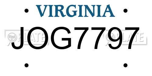JOG7797 Virginia License Plate