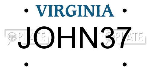 JOHN37 Virginia License Plate