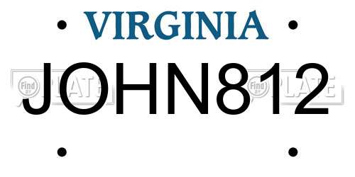 JOHN812 Virginia License Plate