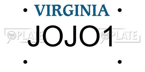 JOJO1 Virginia License Plate