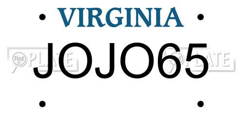 JOJO65 Virginia License Plate