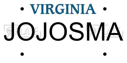 JOJOSMA Virginia License Plate