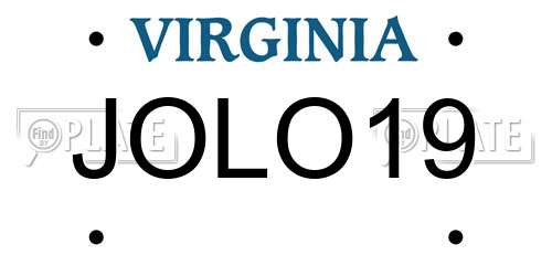 JOLO19 Virginia License Plate