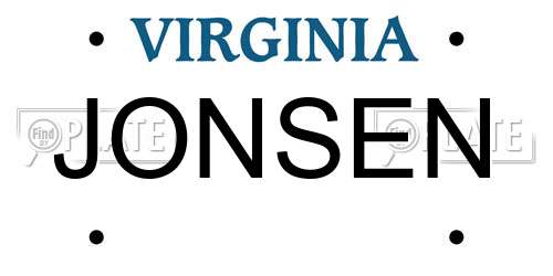 JONSEN Virginia License Plate