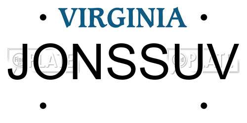 JONSSUV Virginia License Plate