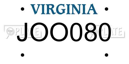 JOO080 Virginia License Plate