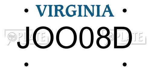 JOO08D Virginia License Plate