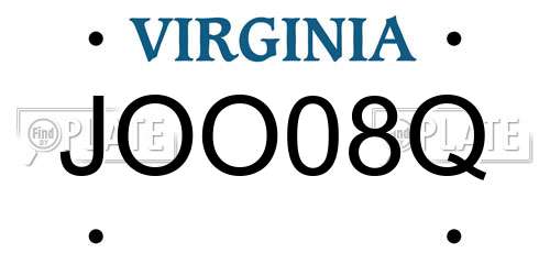 JOO08Q Virginia License Plate