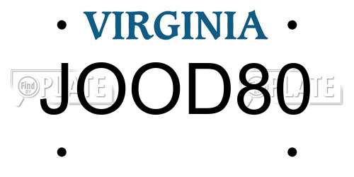 JOOD80 Virginia License Plate