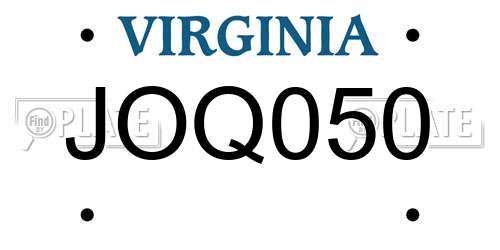 JOQ050 Virginia License Plate
