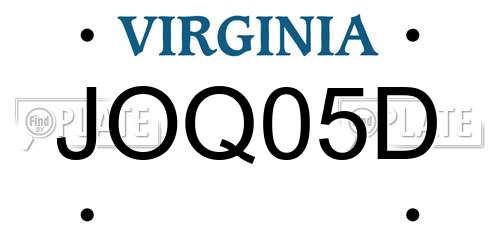 JOQ05D Virginia License Plate