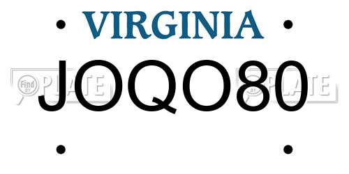 JOQO80 Virginia License Plate