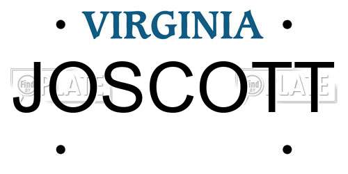 JOSCOTT Virginia License Plate