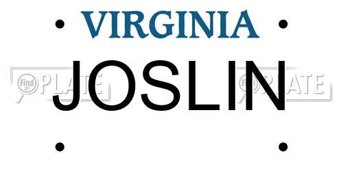 JOSLIN Virginia License Plate