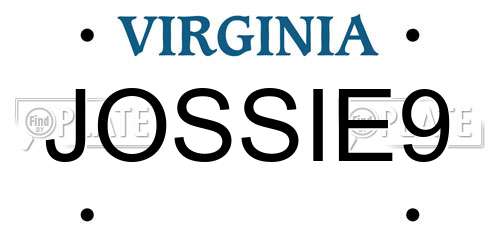 JOSSIE9 Virginia License Plate