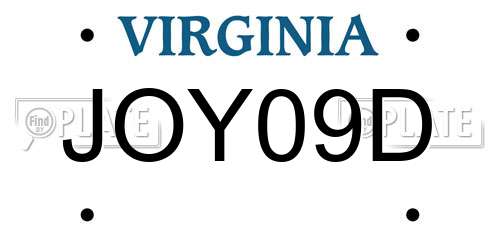 JOY09D Virginia License Plate