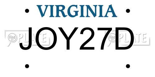 JOY27D Virginia License Plate