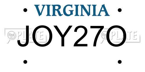 JOY27O Virginia License Plate