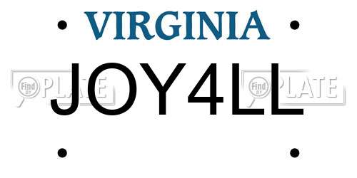 JOY4LL Virginia License Plate