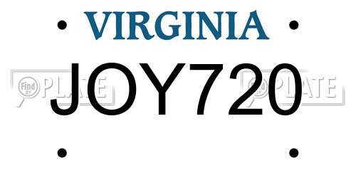 JOY720 Virginia License Plate