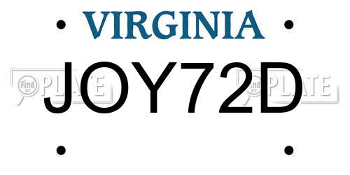JOY72D Virginia License Plate