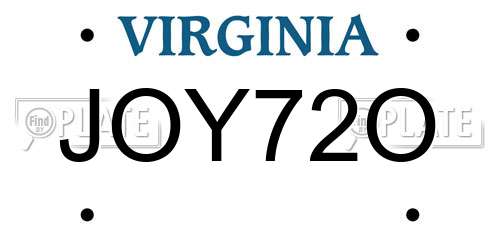 JOY72O Virginia License Plate