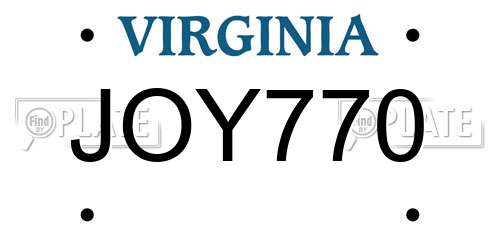 JOY770 Virginia License Plate