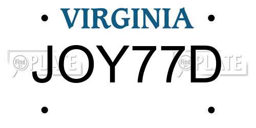 JOY77D Virginia License Plate
