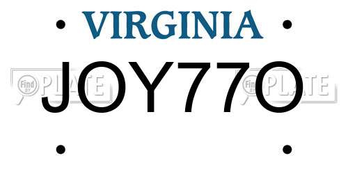 JOY77O Virginia License Plate