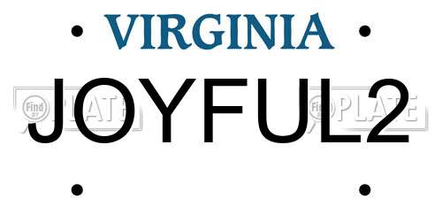 JOYFUL2 Virginia License Plate