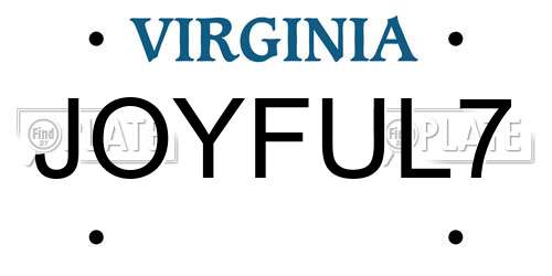 JOYFUL7 Virginia License Plate