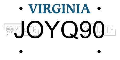 JOYQ90 Virginia License Plate