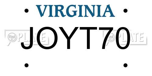 JOYT70 Virginia License Plate
