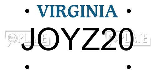 JOYZ20 Virginia License Plate