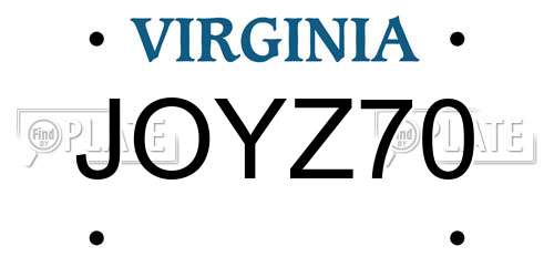 JOYZ70 Virginia License Plate