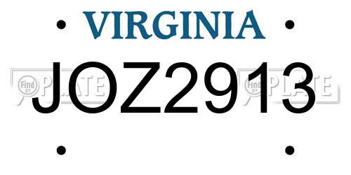 JOZ2913 Virginia License Plate