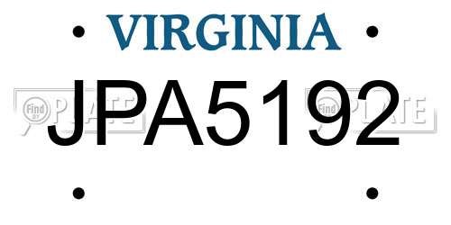 JPA5192 Virginia License Plate