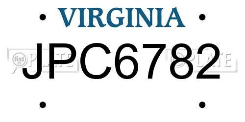 JPC6782 Virginia License Plate