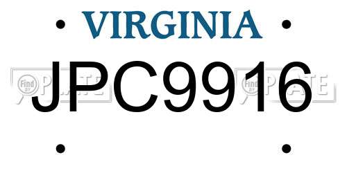 JPC9916 Virginia License Plate