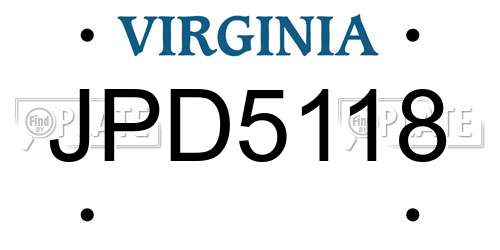 JPD5118 Virginia License Plate
