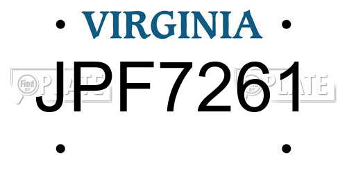 JPF7261 Virginia License Plate