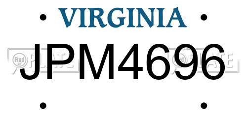JPM4696 Virginia License Plate