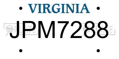 JPM7288 Virginia License Plate