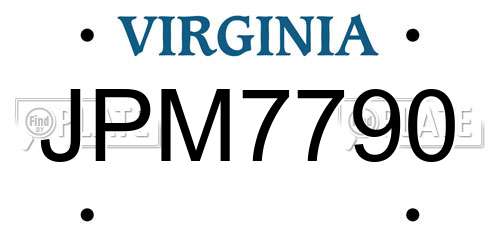 JPM7790 Virginia License Plate
