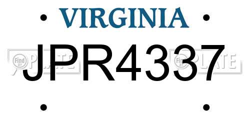 JPR4337 Virginia License Plate